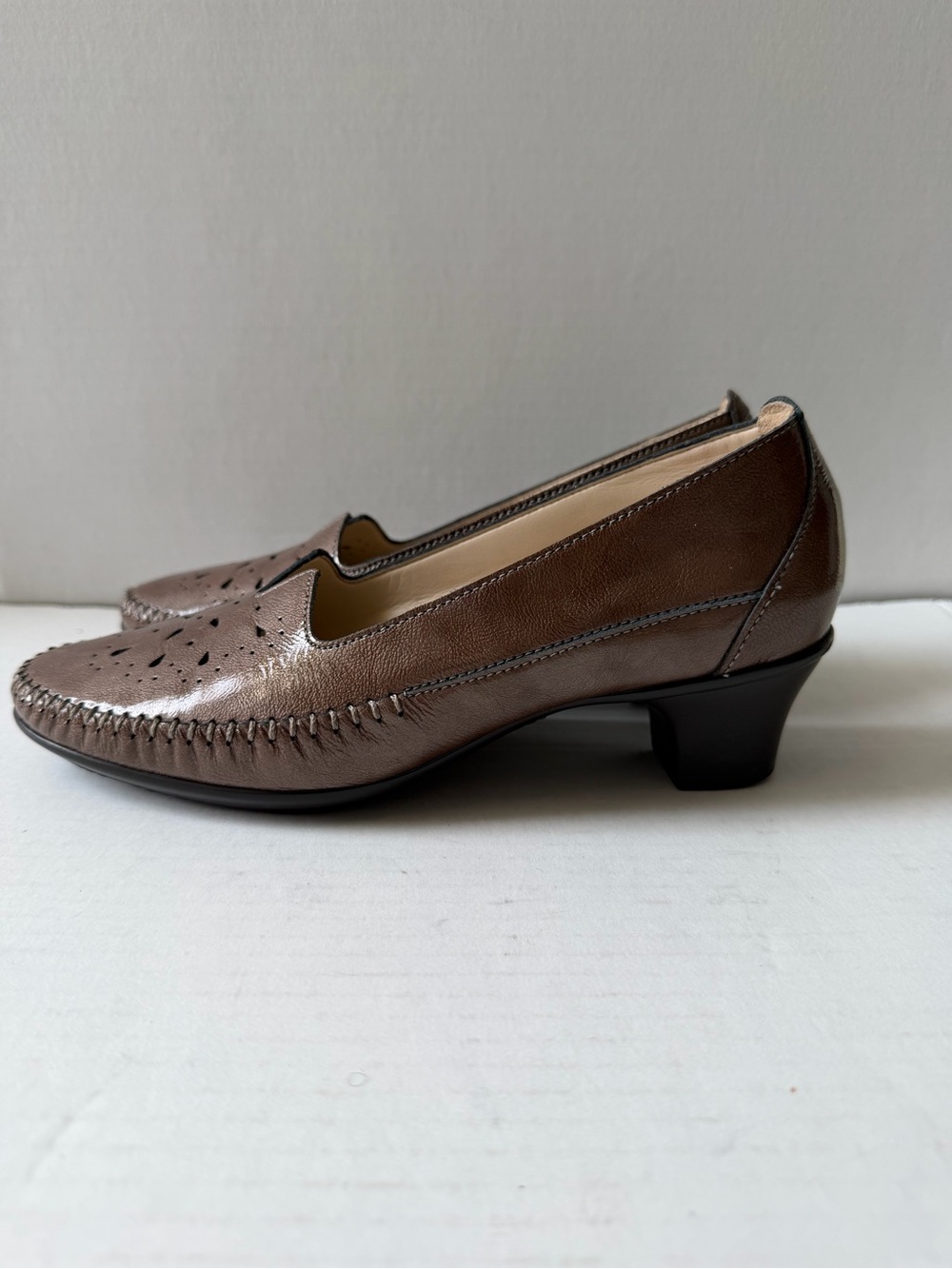SAS Metallic Brown Leather Low Heel Loafers